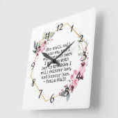 Schöne Blume Psalm 91 Square Wall Clock Quadratische Wanduhr (Winkel)