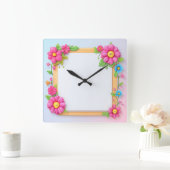 schöne Blume Quadratische Wanduhr (Zuhause)