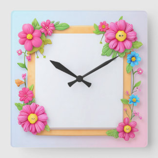 schöne Blume Quadratische Wanduhr