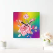 Schöne Blume Quadratische Wanduhr (Zuhause)