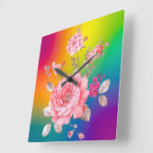 Schöne Blume Quadratische Wanduhr (Winkel)