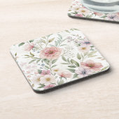 Schöne Blume rosa Muster Getränkeuntersetzer (Linke Seite)