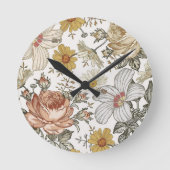 Schöne Blume Runde Wanduhr (Vorderseite)