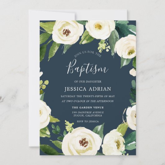 Schöne Blume Türkis Taufe einladen Einladung (Vorderseite)