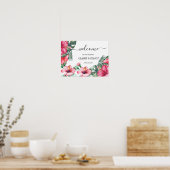 Schöne Blume und Blätter aus Palmen, florale Elega Poster (Küche)