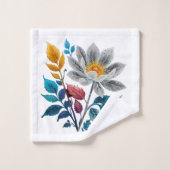 schöne Blume und Blätter Badhandtuch Set (Waschlappen)