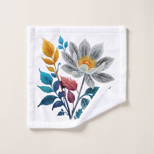 schöne Blume und Blätter Badhandtuch Set (Waschlappen)