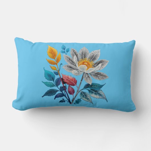 schöne Blume und Blätter Lendenkissen (Vorderseite)