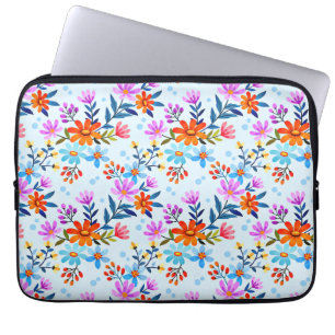Schöne Blume und Blätter Muster Laptopschutzhülle
