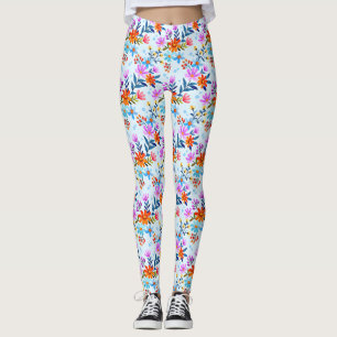 Schöne Blume und Blätter Muster Leggings