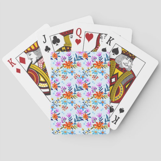 Schöne Blume und Blätter Muster Spielkarten (Rückseite)