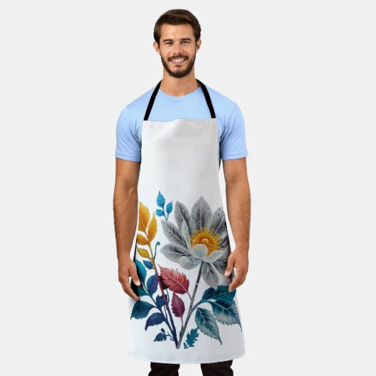 schöne Blume und Blätter Schürze (Getragen)