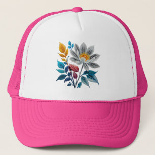 schöne Blume und Blätter Truckerkappe