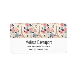 Schöne Blume und der Eiffelturm Paris Adresse Adressaufkleber