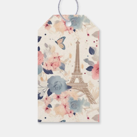 Schöne Blume und der Eiffelturm Paris Vielen Dank Geschenkanhänger (Rückseite)