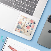 Schöne Blume und der Eiffelturm von Paris Aufkleber (Laptop mit iPhone)