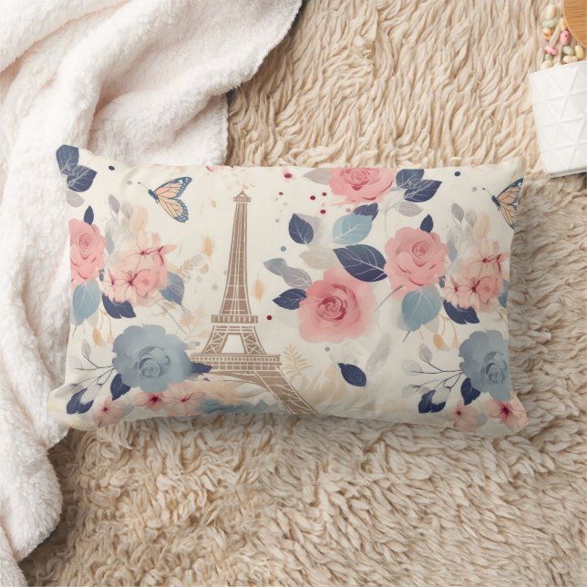 Schöne Blume und der Eiffelturm von Paris Lendenkissen (Decke)