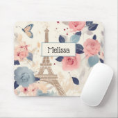 Schöne Blume und der Eiffelturm von Paris Mousepad (Mit Mouse)