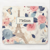 Schöne Blume und der Eiffelturm von Paris Mousepad (Vorne)