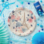 Schöne Blume und der Eiffelturm von Paris Pappteller (Party)