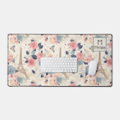 Schöne Blume und der Eiffelturm von Paris Schreibtischunterlage (Tastatur & Maus)