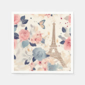 Schöne Blume und der Eiffelturm von Paris Serviette (Vorderseite)