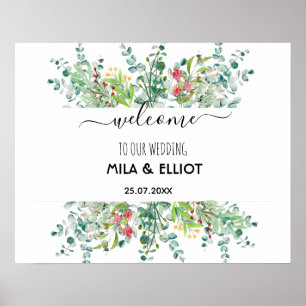 Schöne Blume und Eukalyptus Poster