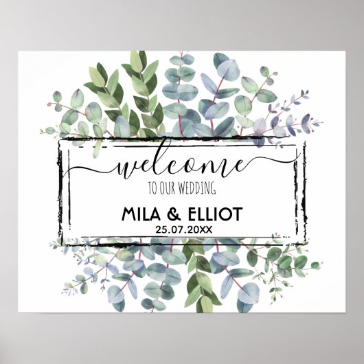 Schöne Blume und Eukalyptus-Poster Poster (Vorne)