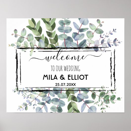 Schöne Blume und Eukalyptus-Poster Poster (Vorne)