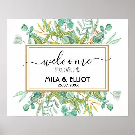 Schöne Blume und Eukalyptus-Poster Poster (Vorne)