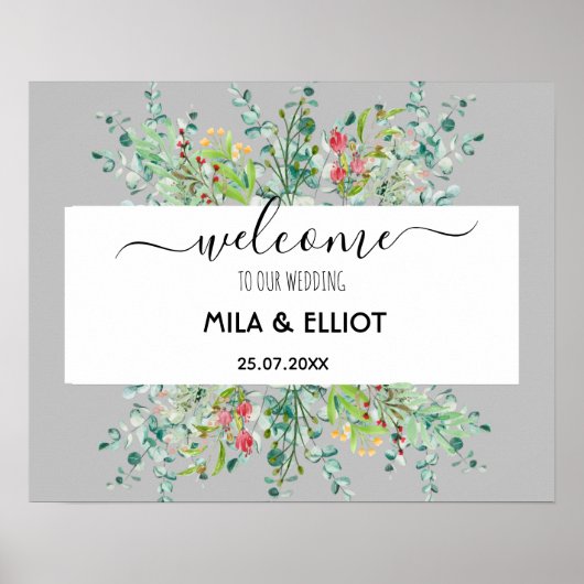 Schöne Blume und Eukalyptus-Poster Poster (Vorne)