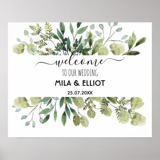 Schöne Blume und Eukalyptus-Poster Poster (Vorne)