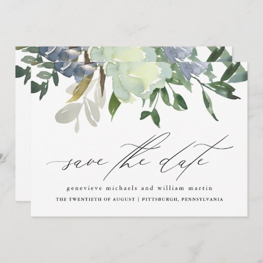 Schöne Blume und Grüne Hochzeit Save The Date (Vorne/Hinten)