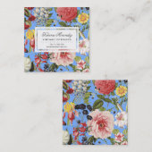 Schöne Blume und Insektengarten Blumenblau Quadratische Visitenkarte (Vorne/Hinten)