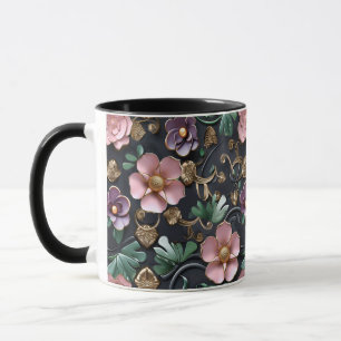 Schöne Blume und Metallische Goldschmuck Tasse
