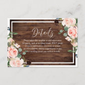 Schöne Blume und rustikale Holzhochzeit Begleitkarte (Vorderseite)