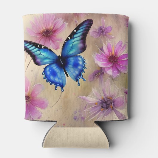 Schöne Blume und Schmetterling Dosenkühler (Rückseite)