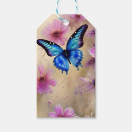 Schöne Blume und Schmetterling Geschenkanhänger