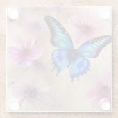 Schöne Blume und Schmetterling Glasuntersetzer (Rückseite)