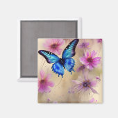 Schöne Blume und Schmetterling Magnet (Vorderseite/Rückseite)