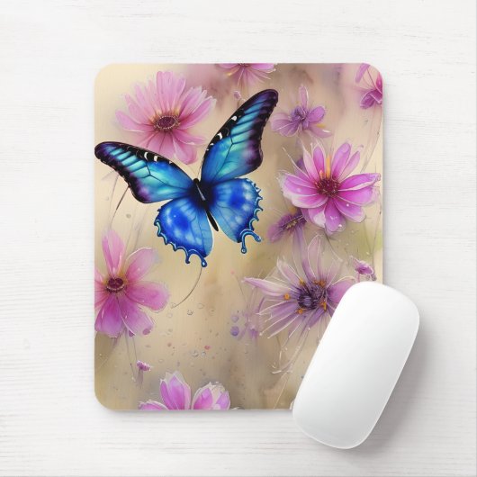Schöne Blume und Schmetterling Mousepad (Mit Mouse)
