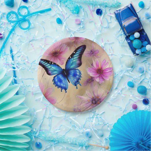 Schöne Blume und Schmetterling Pappteller (Party)