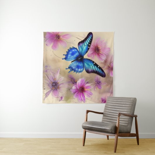 Schöne Blume und Schmetterling Wandteppich (Beispiel (Horizontal))