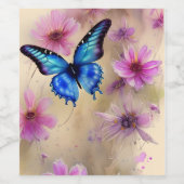 Schöne Blume und Schmetterling Weinetikett (Einzelnes Label)