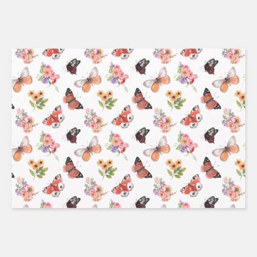 Schöne Blume und Schmetterlinge. Geschenkpapier Set (Vorderseite 3)