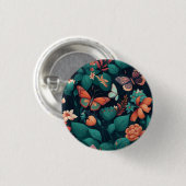 Schöne Blume und Schmetterlinge im Dschungel Button (Vorne & Hinten)