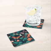 Schöne Blume und Schmetterlinge im Dschungel Rechteckiger Pappuntersetzer (Vor Ort)