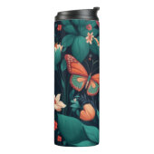 Schöne Blume und Schmetterlinge im Dschungel Thermosbecher (Nach links gedreht)