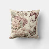 Schöne Blume und Schmetterlinge in Pastellfarben Kissen (Rückseite)