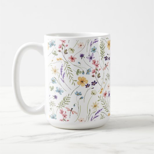 Schöne Blume und Schmetterlinge Kaffeetasse (Links)